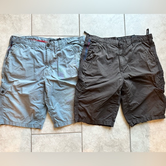 Buffalo David Bitton (2) pairs of Cargo Shorts - Light Blue and Dark Brown - Picture 1 of 5